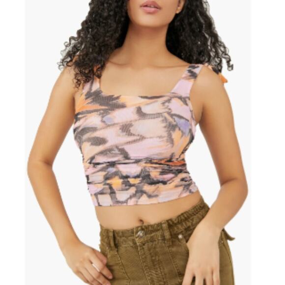 New ~  FREE PEOPLE  ~Avenue Print Tank Top Small ANTHROPOLOGIE Ret $58 - Picture 3 of 8